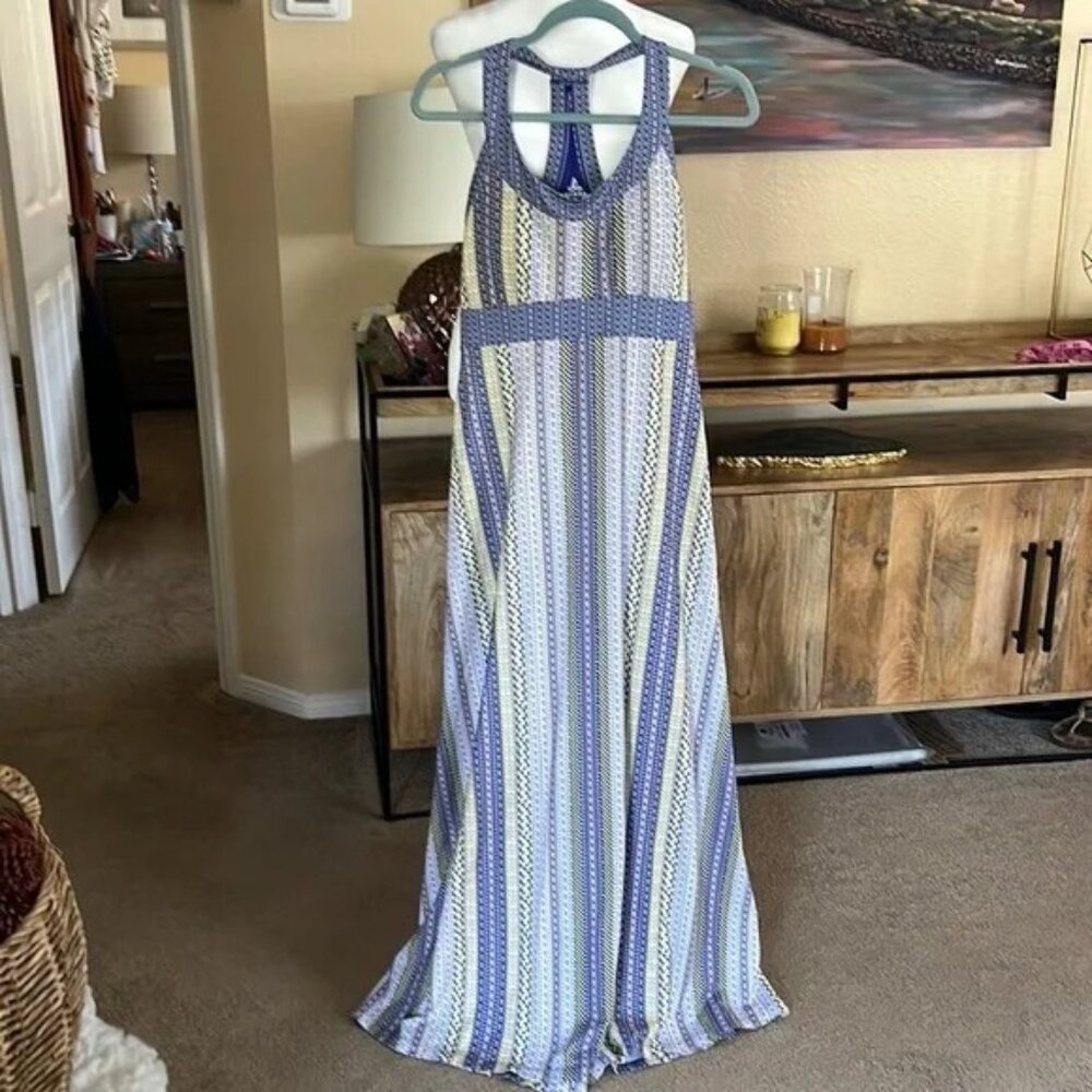 Prana Cali Lavender Carnival Geo Striped racerback maxi M HTF